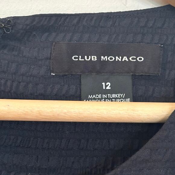 Club Monaco Dress sz 12 Navy pleated Smocked Waist Short Sleeve Dress - Picture 4 of 6